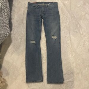 Acne Studios Blue Straight Leg Jeans with Distressed Details